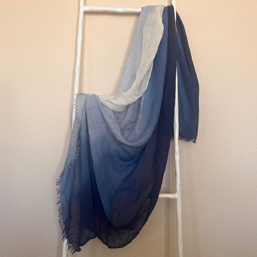 Large Blue and White Ombre Beach Sarong